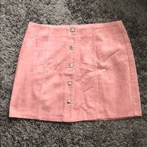 Pink Corduroy Mini Skirt